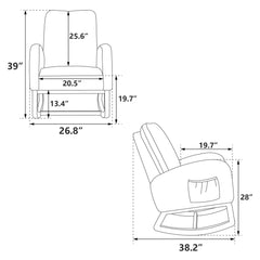 Modern Accent Rocker Armchair With Side Pocket, Upholstered High Back