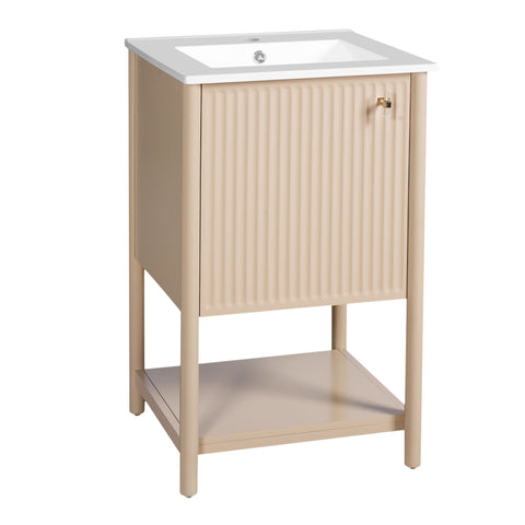 Bathroom Vanity With Sink, Freestanding Single Cabinet Set - Cream White