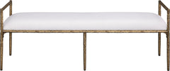 Axis - Linen Textured Cream Fabric Upholstered Bench