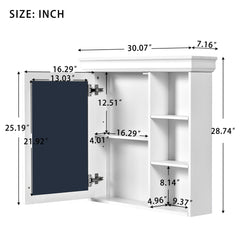 Wall Mounted Bathroom Medicine Cabinet With Mirror And Adjustable Storage With Soft Close Hinges