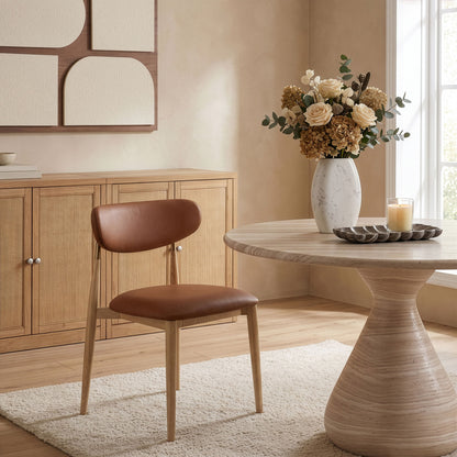 Ronda - Vegan Leather Upholstered Dining Side Chair - Natural Legs