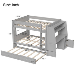 Multifunctional Bunk Bed With Desk, Bookshelves