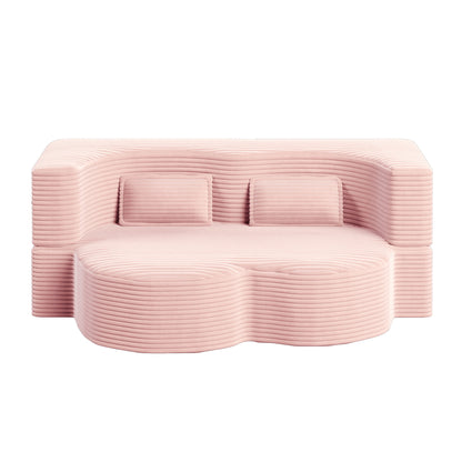 Convertible Foam-Filled Sleeper Sofa Bed With 2 Pillows