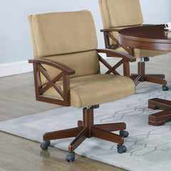 Upholstered Game Chair With Casters - Brown