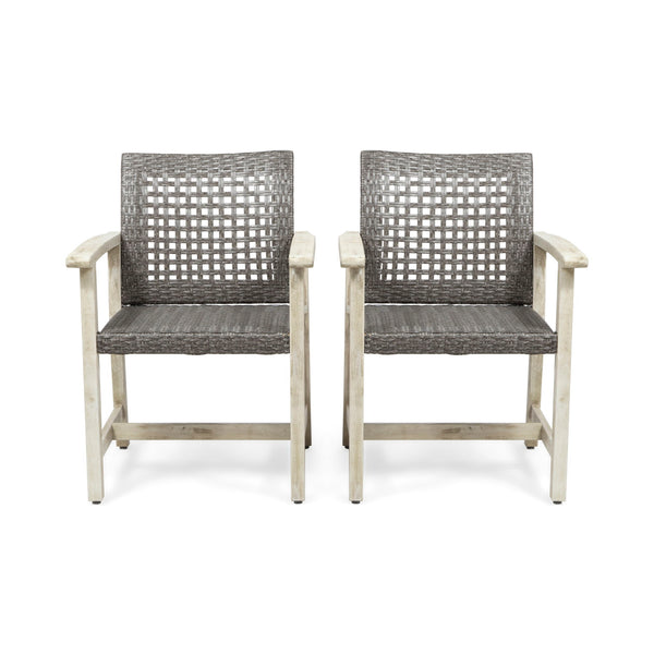 Outdoor Dining Chair Acacia Wood Frame (Set of 2)