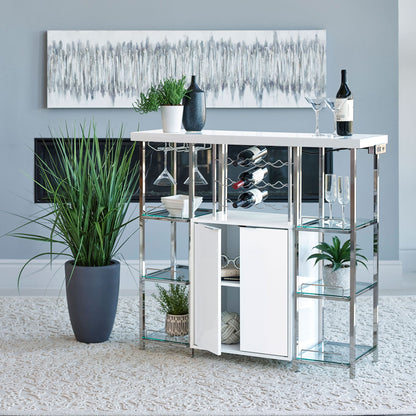 Parsley - 2 Door Bar Cabinet With Built In Charging Ports - Glossy White