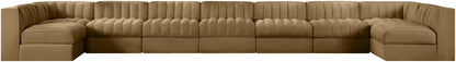 Rummi - Armless Velvet Performance Fabric Upholstered 9 Piece Modular Sectional