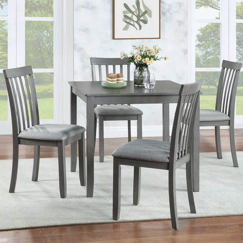 5 Piece Modern Dining Set, Square Wooden Dining Table With 4 Upholstered Chairs For Kitchen, Dining Room - Gray