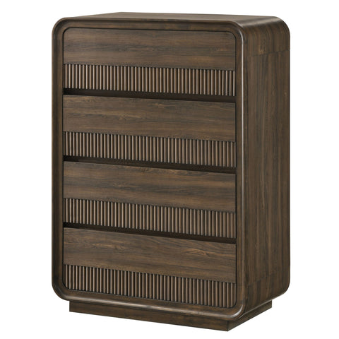 Flair Rounded Edges 1 Piece Chest, 5 Drawer Storage Bedroom Furniture - Brown