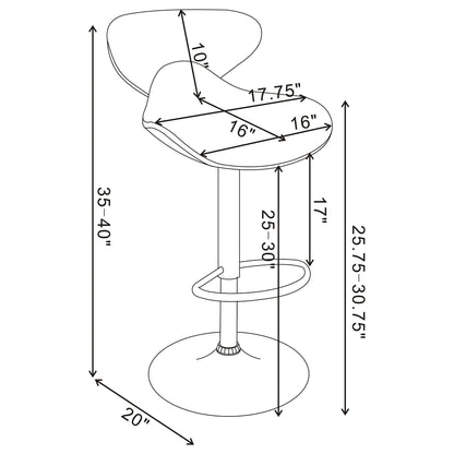 Bar Stool With Curved Design, Height Adjustable & Swivel Base (Set of 2) - Black