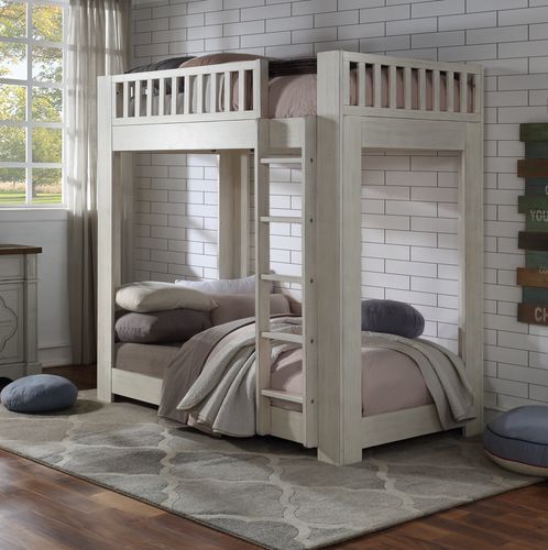 Cedro - Twin Over Twin Bunk Bed - Weathered White