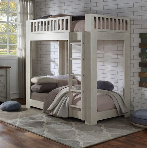 Cedro - Twin Over Twin Bunk Bed - Weathered White