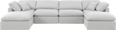 Indulge - Linen 6 Piece Modular Double Chaise Sectional - White