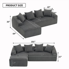 Combined 3 Seater Sofa With 4 Pillows