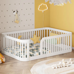 Wood Floor Bed Frame With Fence