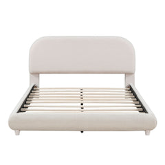 Upholstered Platform Bed With Thick Solid Frame And Stylish Curve-Shaped Design