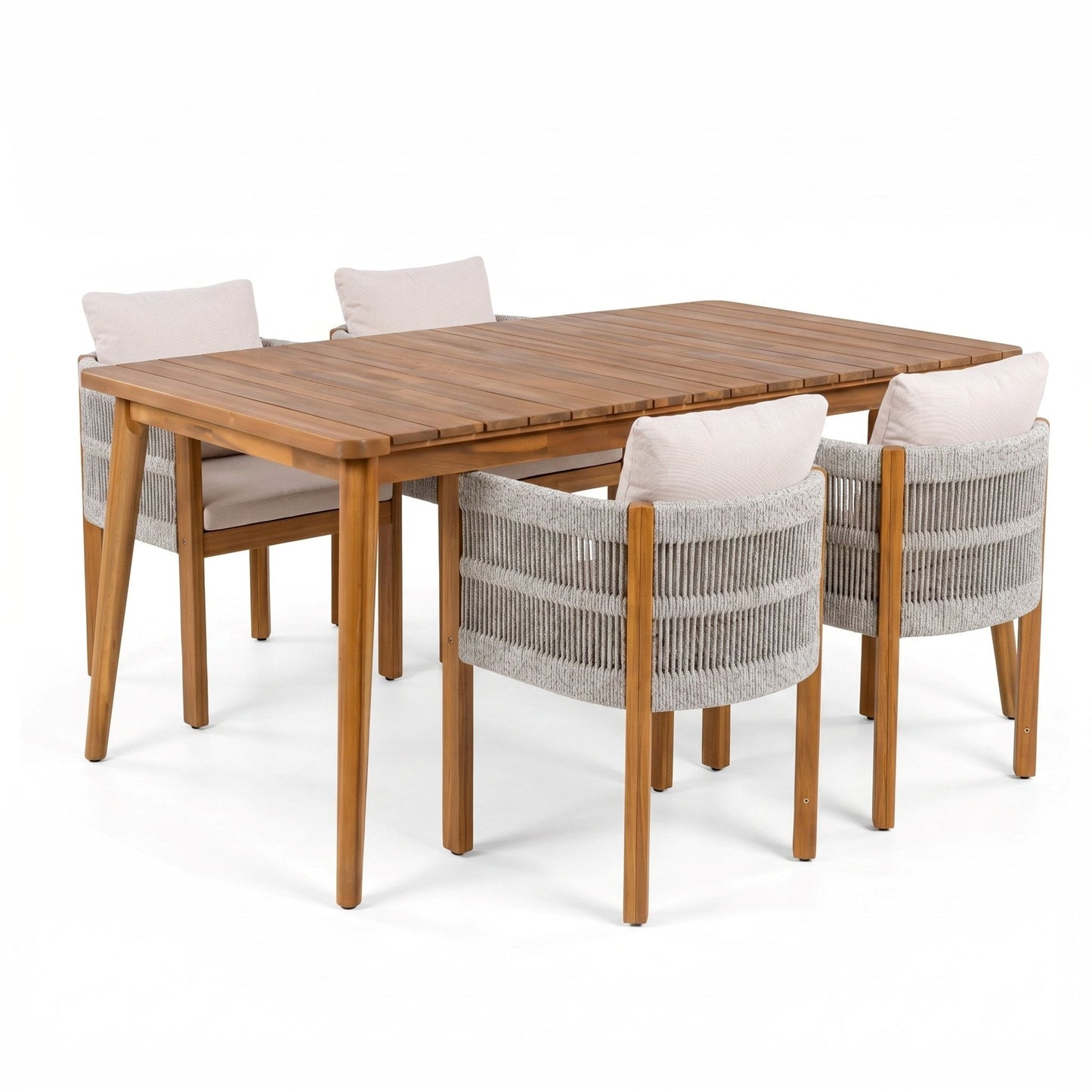 Outdoor Dining Set With Table And Rope Chairs
