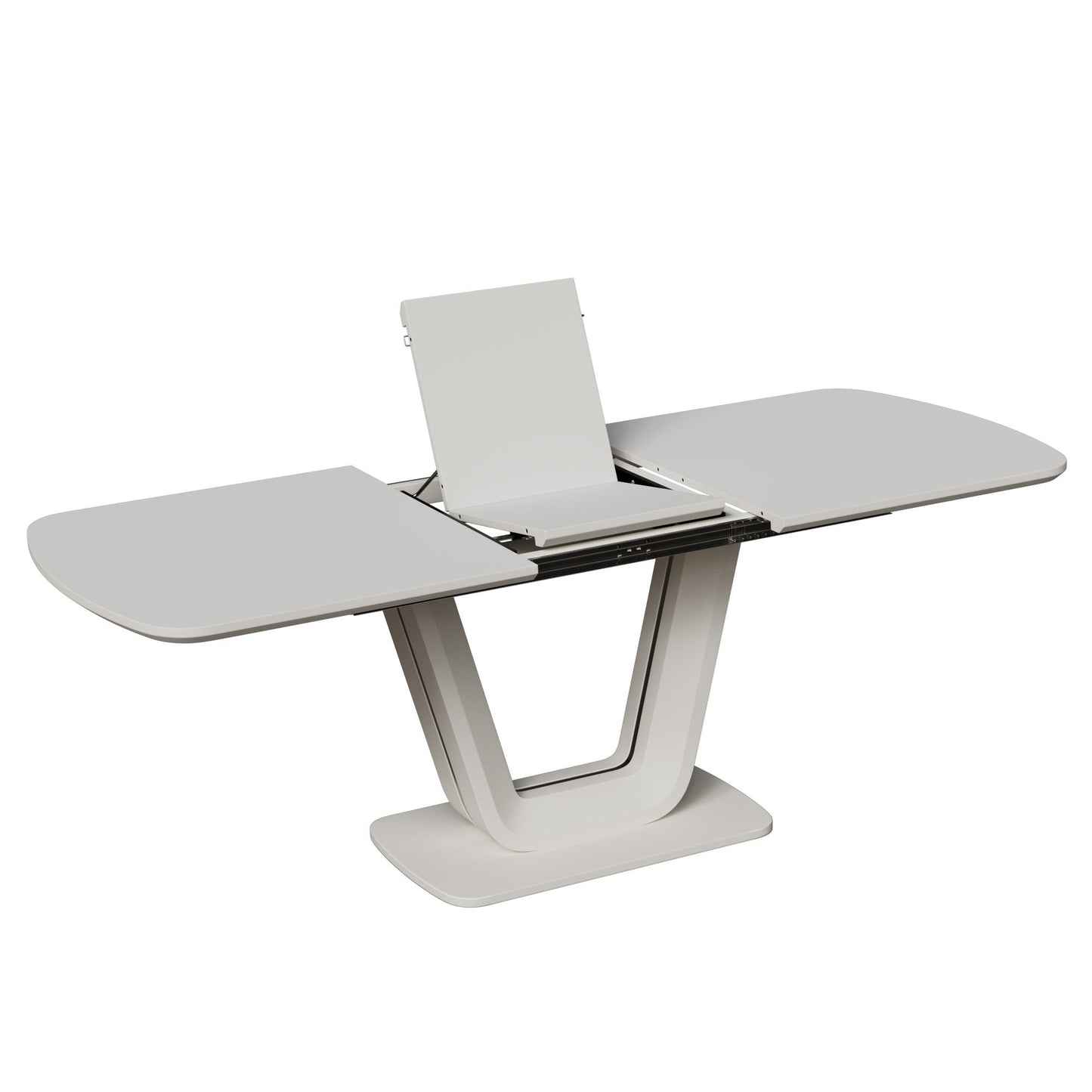 Modern Industrial Style Expandable Dining Table With U Shaped Legs - Antique Gray White
