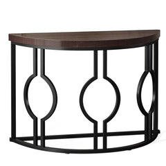 Semi Circle, Half Moon Console Table For Entryway With Geometric Base For Living Hallway - Rustic Brown