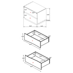 Wooden 2 Drawer Nightstand With Smokey And Asymmetrical Design - Walnut