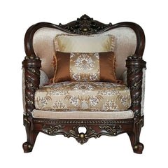 Devayne - Chair With 2 Pillows (Same Lv01584) - Pattern Fabric & Dark Walnut