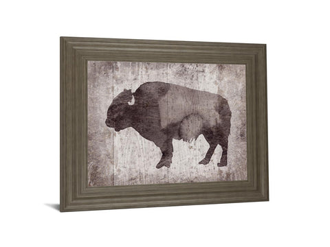 Wildness II-timber By Sandra Jacobs - Framed Bison Print Wall Art - Dark Brown