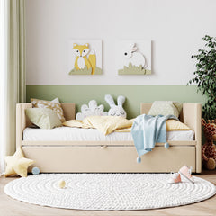 Twin Size Upholstered Daybed With Pop Up Trundle