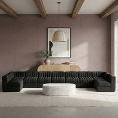 Rummi - Armless Velvet Performance Fabric Upholstered 9 Piece Modular Sectional