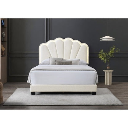 PAQUETE DE CAMA 01 - CAMA + COLCHON + MESITAS - Modern Glam LED Platform Bed with Shell Arch Adjustable Headboard