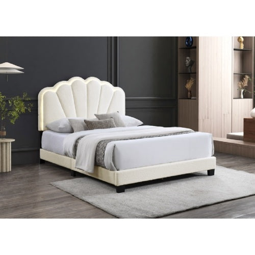 PAQUETE DE CAMA 01 - CAMA + COLCHON + MESITAS - Modern Glam LED Platform Bed with Shell Arch Adjustable Headboard