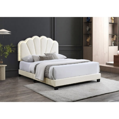 PAQUETE DE CAMA 01 - CAMA + COLCHON + MESITAS - Modern Glam LED Platform Bed with Shell Arch Adjustable Headboard