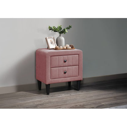 Paquete de Cama 01-2 CAMA + COLCHON + MESITAS - Twin Size Bed Nightstands Channel Tufted Headboard Upholstered Pink
