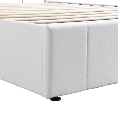 CAMA BLANCA #3-WHITE BED QUEEN Queen size Upholstered Platform bed with a Hydraulic Storage System - White(OLD SKU: LP000211AAK)