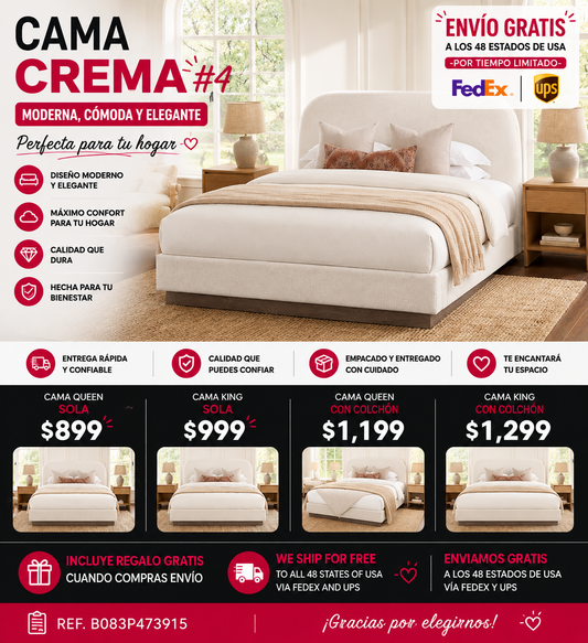 CAMA CREMA #4 QUEEN BEIGE #4