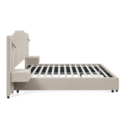 CAMA CREMA #15 BEIGE CON MESITAS