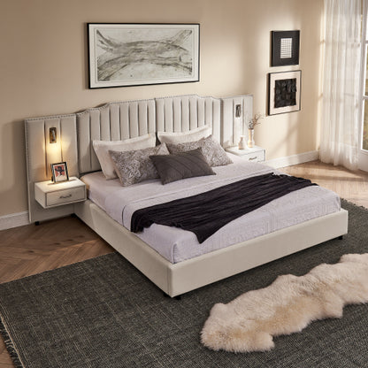CAMA CREMA #15 BEIGE CON MESITAS