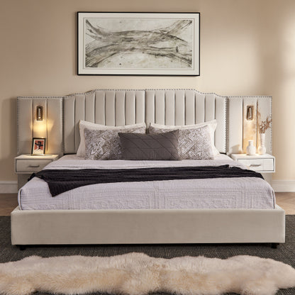 CAMA CREMA #15 BEIGE CON MESITAS