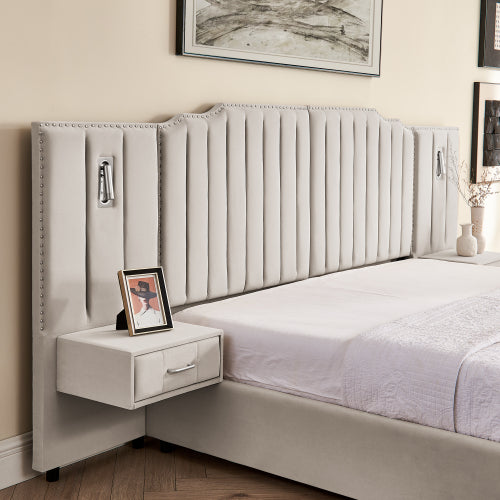 CAMA CREMA #15 BEIGE CON MESITAS