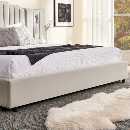 CAMA CREMA #15 BEIGE CON MESITAS