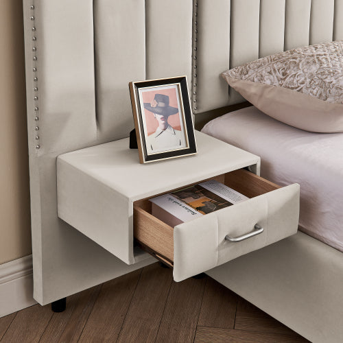 CAMA CREMA #15 BEIGE CON MESITAS