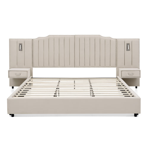 CAMA CREMA #15 BEIGE CON MESITAS