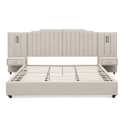 CAMA CREMA #15 BEIGE CON MESITAS