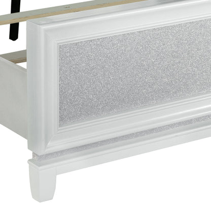 CAMA GRIS 007 KING SIZE SOLAMENTE - Galaxy Upholstered Tufting Panel Bed with LED Lights in Pearlized White, King