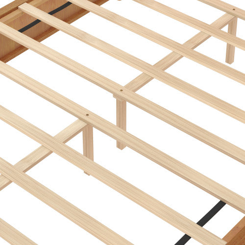 CAMA MADERA 011 QUEEN/KING - Solid Wood Platform Bed Frame with Headboard, No Box Spring Needed, Floor-standing bed, Easy Assembly, King Size, Natural