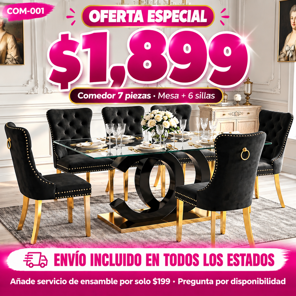 48-COM-001 Comedor 7 piezas — oferta especial por tiempo limitado, a $1,899