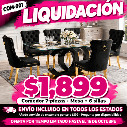 48-COM-001 Comedor 7 piezas en liquidación — oferta por tiempo limitado hasta el 16 de octubre, a $1,899