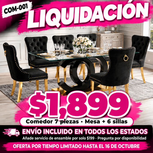 48-COM-001 Comedor 7 piezas en liquidación — oferta por tiempo limitado hasta el 16 de octubre, a $1,899