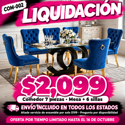 48-COM-002 Comedor 7 piezas en liquidación — oferta por tiempo limitado hasta el 16 de octubre, a $2,099