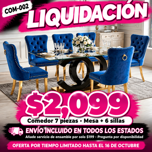 48-COM-002 Comedor 7 piezas en liquidación — oferta por tiempo limitado hasta el 16 de octubre, a $2,099