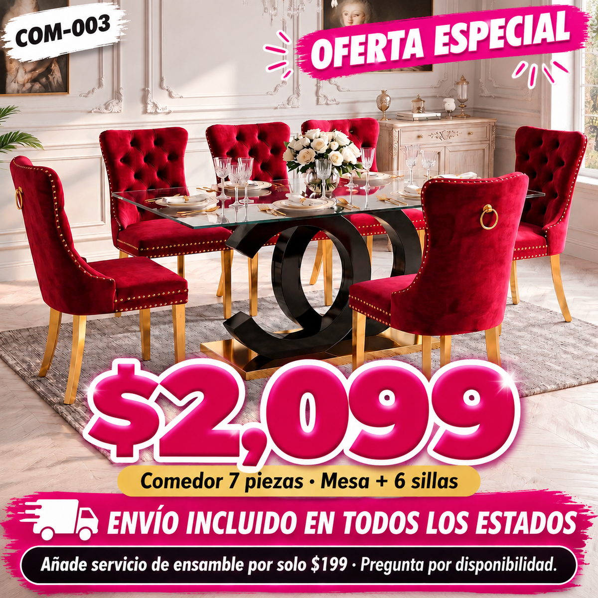 48-COM-003 Comedor 7 piezas — oferta especial por tiempo limitado, a $2,099